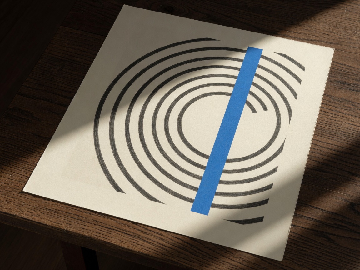 A Signal visual study presented as a print on a wooden table
